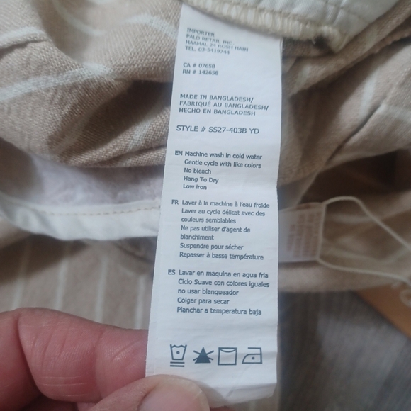 Revamped Linen Pants Womens Large 30X33 Beige Striped Lightweight Boho Beach - Picture 11 of 12